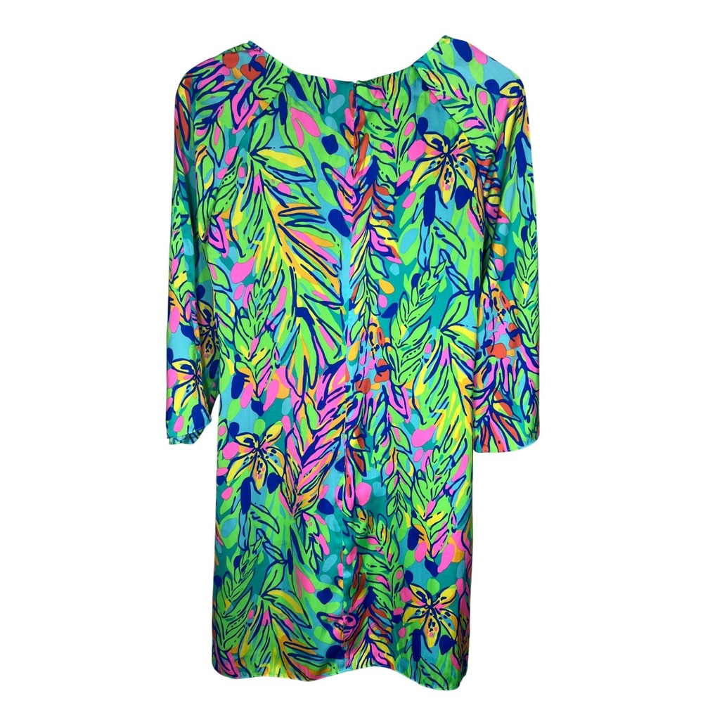Lilly Pulitzer Carol Shift Dress Multi Hot Spot Neon Floral 3/4 Sleeve 81637 8 - Picture 3 of 9